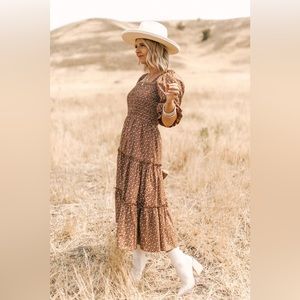 Ivy City Co. Madeline Midi Floral Dress in Amber